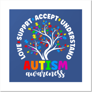 Love Accept Support Autistic Autism Awareness Posters and Art